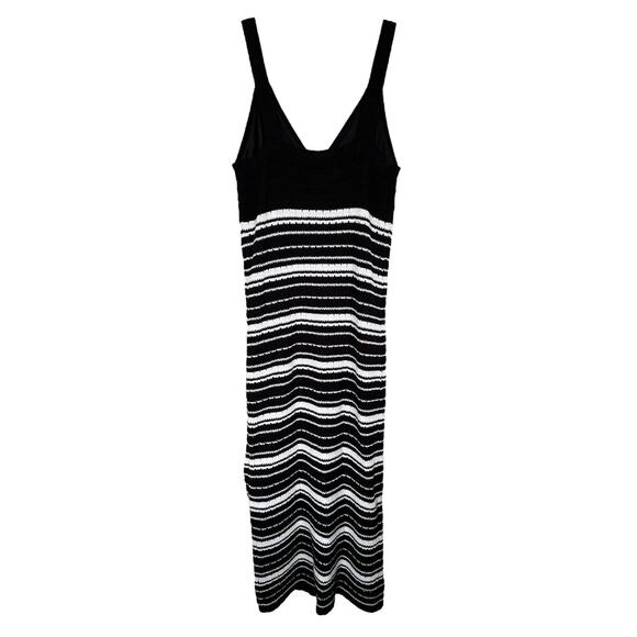 Casa Cabana Junior's Sleeveless Maxi Sweater Dress Size XL Black & White Striped - Picture 2 of 8